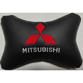 Подушка на подголовник с логотипом "MITSUBISHI", перф. эко-кожа