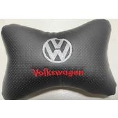 Подушка на подголовник с логотипом "VW", перф. эко-кожа