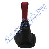 Ручка КПП ВАЗ 2110-12 с рамкой,  винил /красная/ АЗАРД