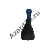Ручка КПП ВАЗ 2114-15 с рамкой,  обшитая натур. кожей /синяя/ АЗАРД