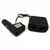 Разветвитель в прикуриватель на 2 гнезда 0097 со шнуром и USB