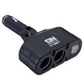 Разветвитель в прикуриватель 2 выхода + 2 USB 2,1A, 60W,12/24В 738-013