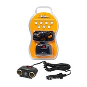 Разветвитель в прикуриватель 2 гнезда + 2USB с витым шнуром, штекер-фиксатор ASP-2U-11