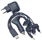Зарядное устройство USB универсальное 10 в1, с Авто З.У и С.З,У 12/24В 1А, 17x11см 738-017