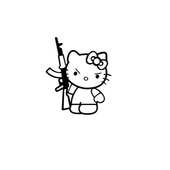 Наклейка "Hello Kitty AK47" 13х15 см  (черная, белая)