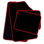 Коврики в салон ворс 4шт, универсальные, черные с красной окантовкой